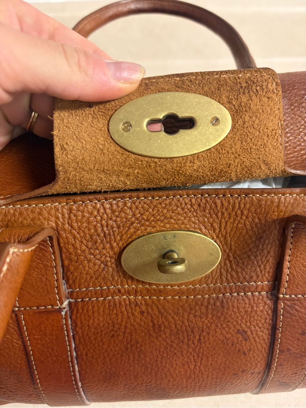 Mulberry Small Bayswater Oak Pebble Leather Satchel - Picture 12 of 15